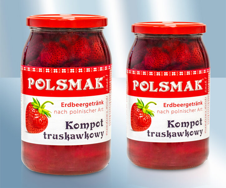 Aardbeiendrank in Poolse stijl met 23% hele aardbeien.