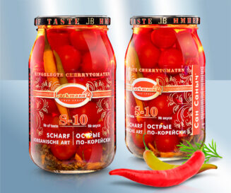 Ingelegde cherrytomaten, koreaanse stijl, pikant.