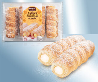 Puff pastry rolls with vanilla taste cream