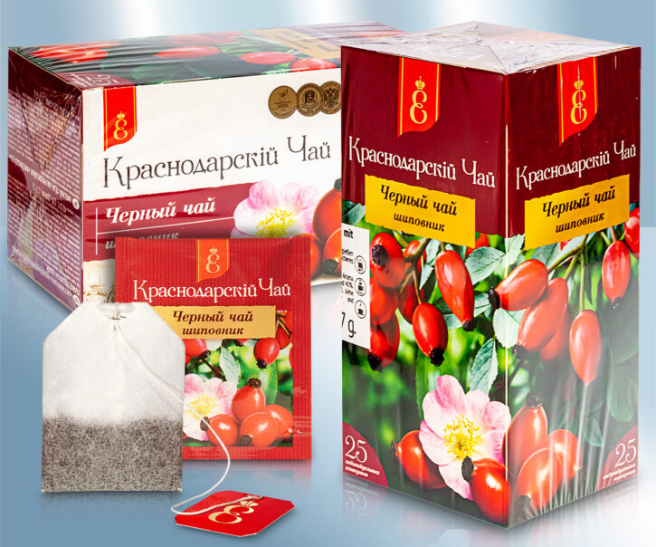 Краснодарский чёрный чай с шиповником и яблоком, пакетированный