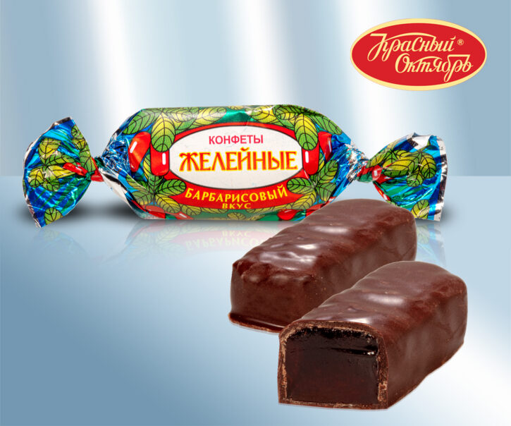 Snoepjes met berberissmaak in chocoladeglazuur