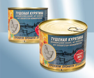Мясная консерва с тушеной курицей, премиум