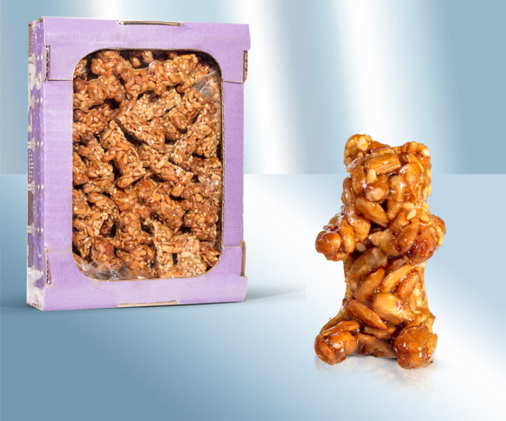 Confectionery Teddy Bear from sunflower seeds with sesame