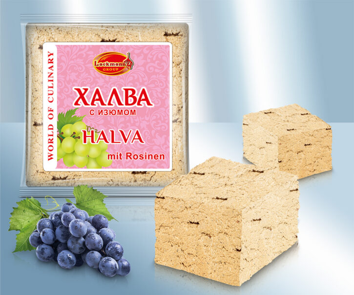 With confectionary speciality made from sunflower seeds with raisins