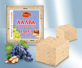With confectionary speciality made from sunflower seeds with raisins and with peanuts