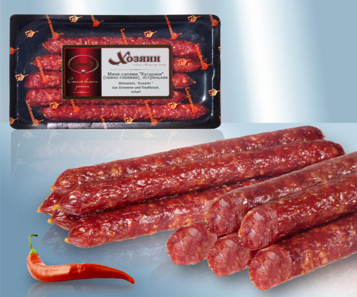 Mini salami cooked “Kusariki“ with pepper, hot
