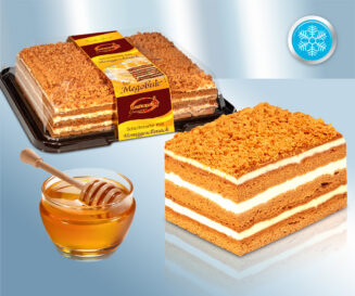 Layer cake with honey flavour, frozen