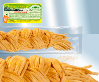 Gevlochten kaas Pasta filata-kaas), gerookt, 40% Vet i. Tr.