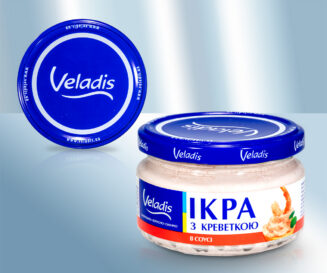Capelin roe in salad cream with crushed shrimps