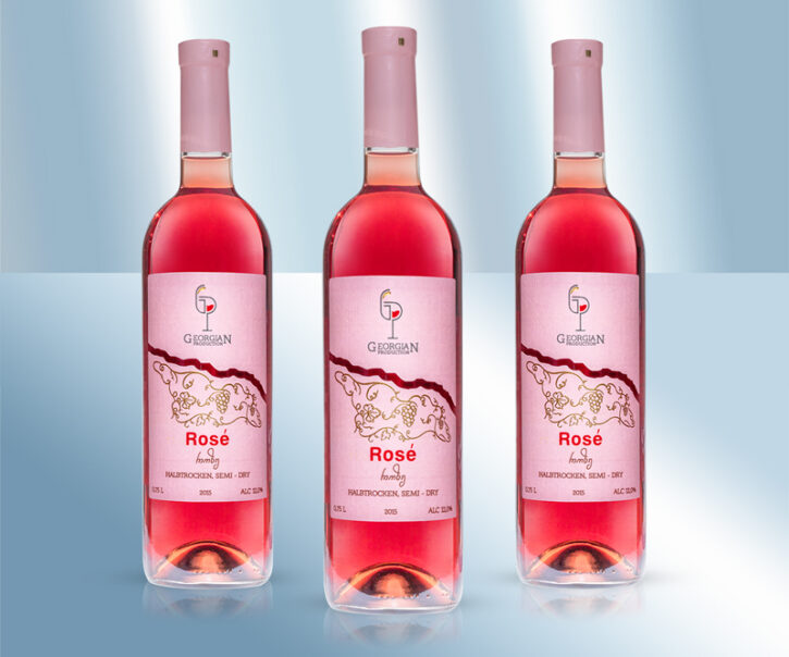 Вино грузинское Rose полусладкое, красное, 12% 750мл