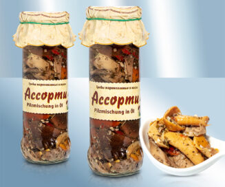 Ассорти грибов, маринованные в масле (чистый вес 205г)