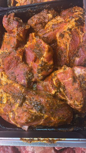 Pork neck marinated in garlic marinade