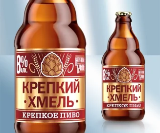 Пиво "Крепкий хмель" крепкое, светлое, 8,0%, 450 мл. Trechsosenskoe