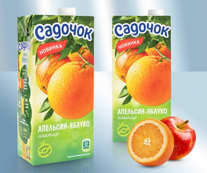 Нектар апельсиново-яблочный, 950 мл. Садочёк