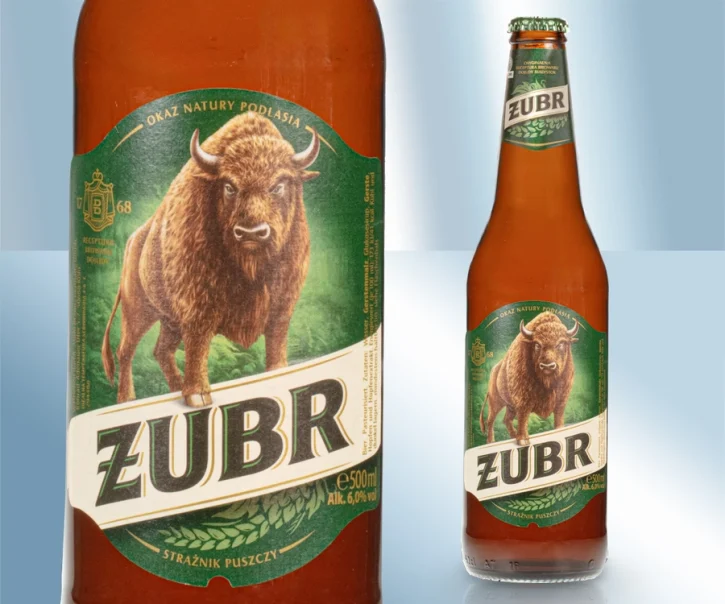 Light beer "Zubr", 6%, 500 ml. Tuskie
