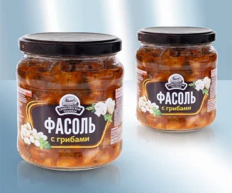 Фасоль белая с грибами в томатном соусе 470 гр. Семилужская трапеза